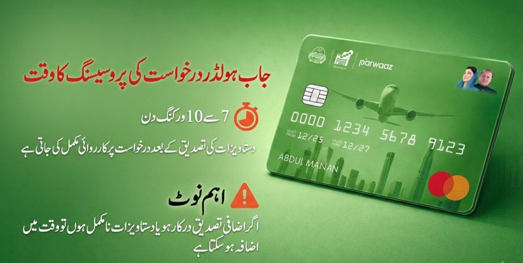 جاب ہولڈر درخواست کی پروسیسنگ کا وقت – پرواز کارڈ میں 7 سے 10 ورکنگ دن میں دستاویزات کی تصدیق کے بعد قرض کی کارروائی مکمل ہوتی ہے
